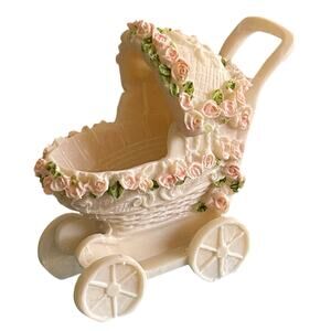 Baby Shower Cake Topper/ Centerpiece/ Porcelain Baby Carriage Display, Set of 12
